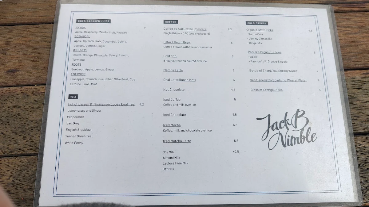 Menu, Jack B. Nimble
