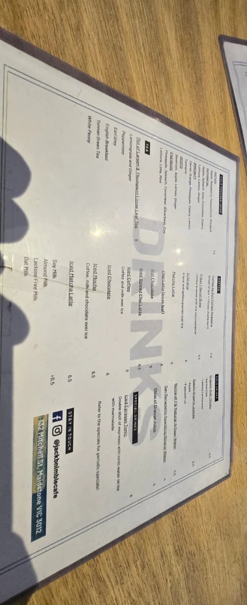 Menu, Jack B. Nimble
