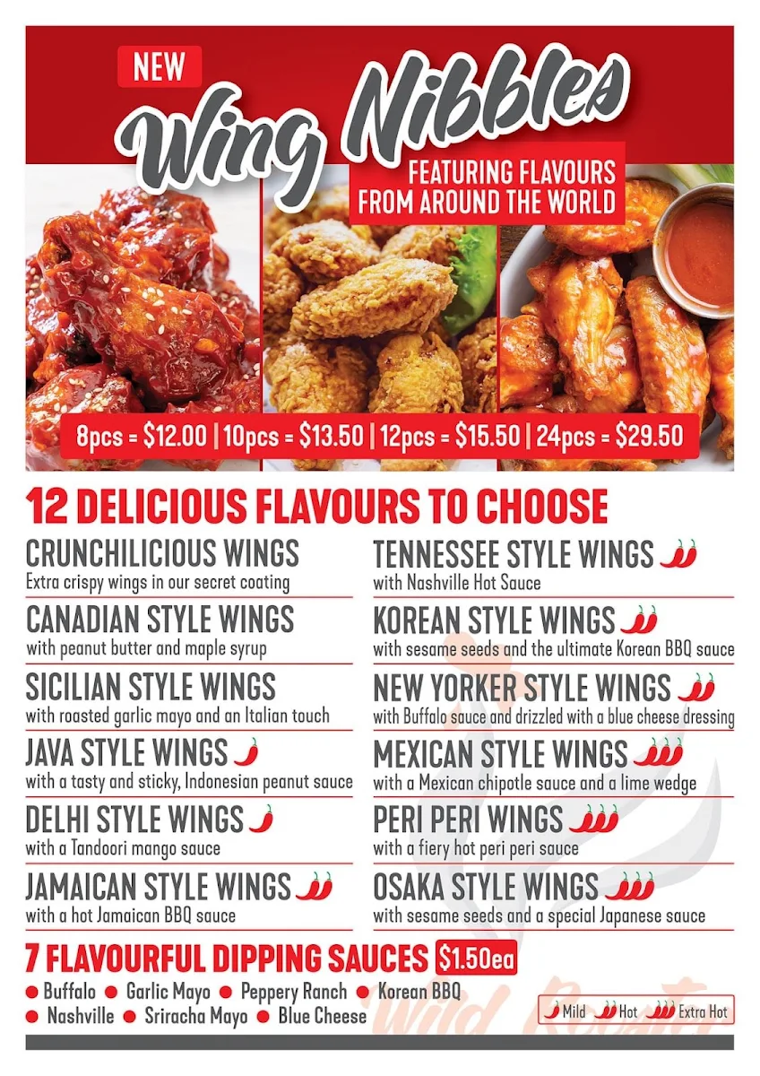 Menu, Wild Rooster Chicken Shop