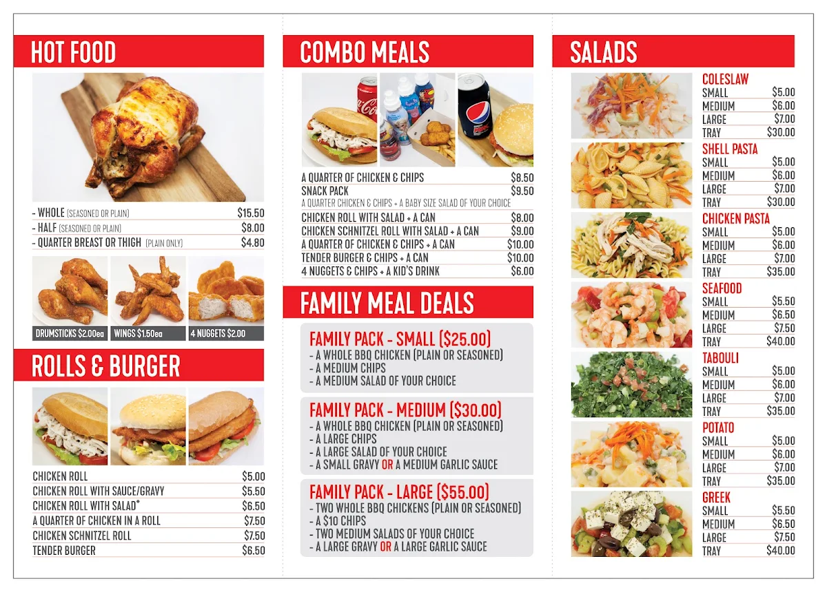 Menu, Wild Rooster Chicken Shop