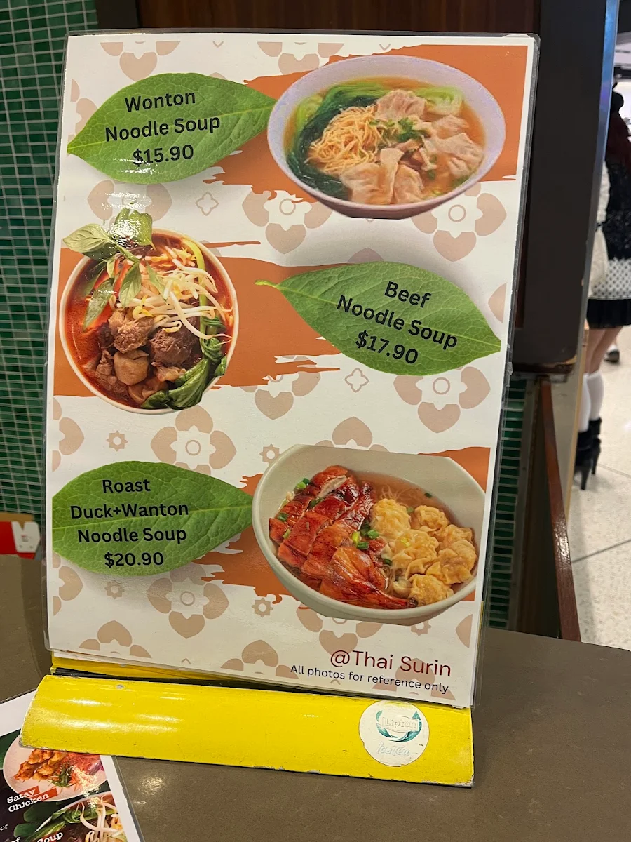 Menu, Thai Surin