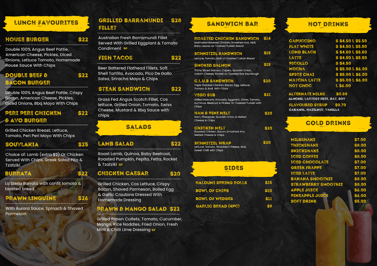 Menu, Short Black Espresso Bar