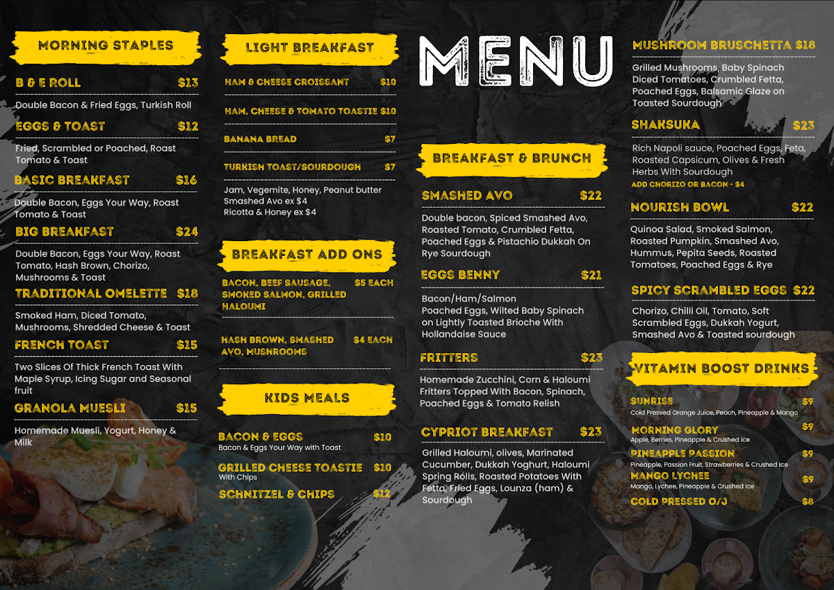 Menu, Short Black Espresso Bar