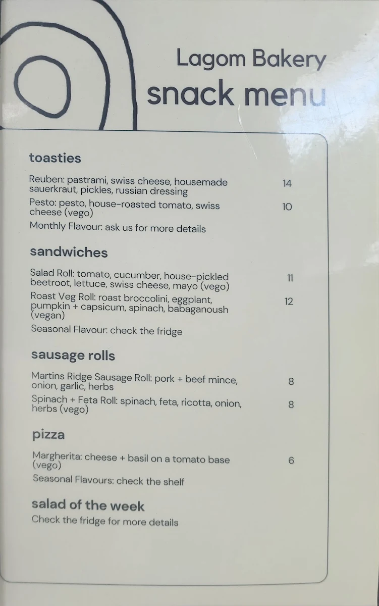 Menu, Lagom Bakery
