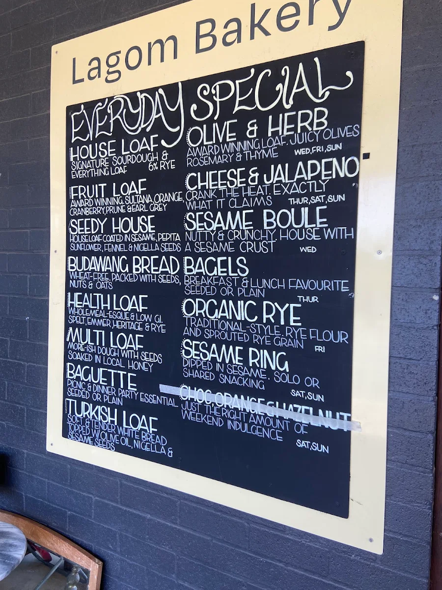 Menu, Lagom Bakery