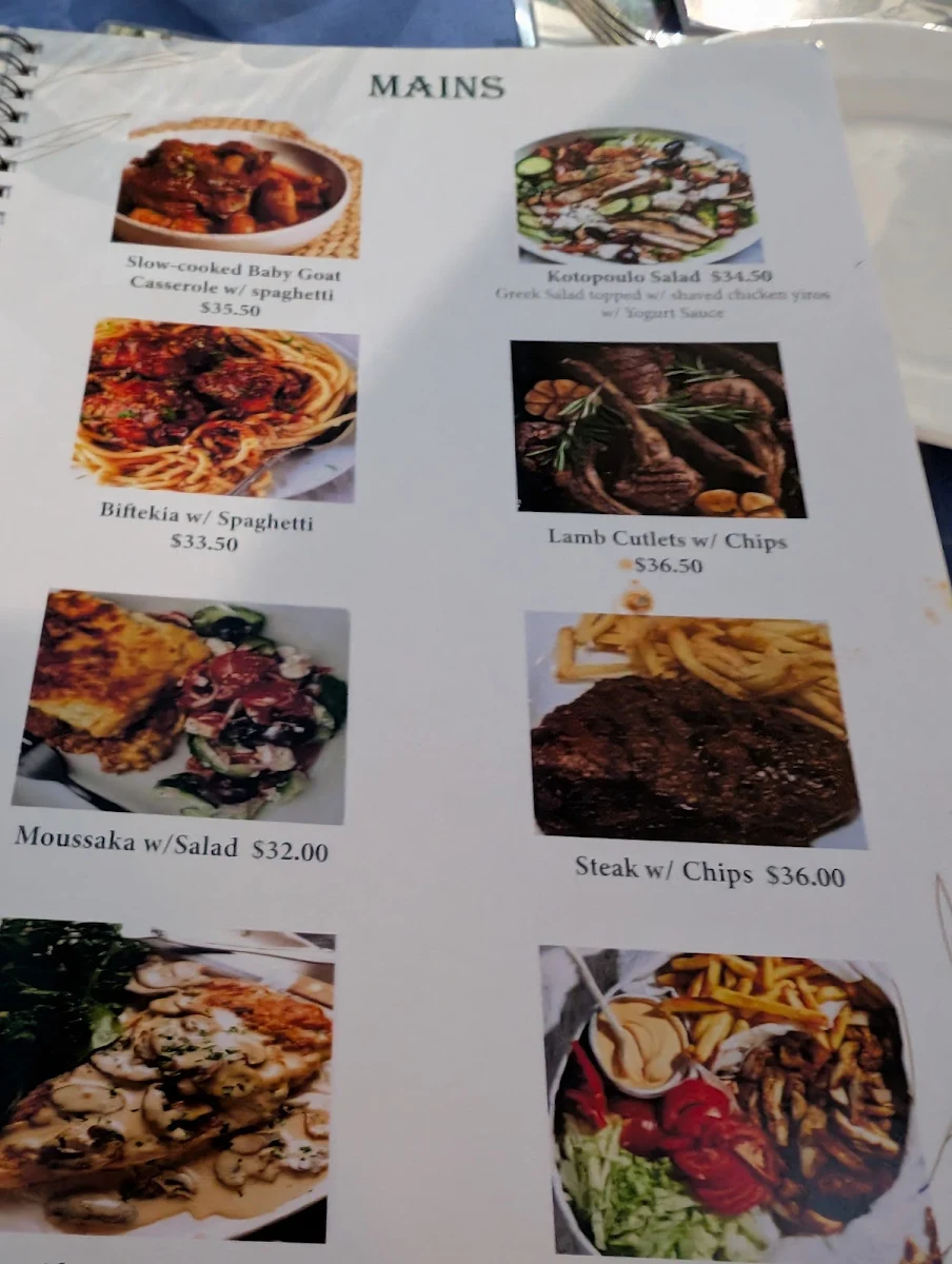 Menu, Fetta's Greek Taverna