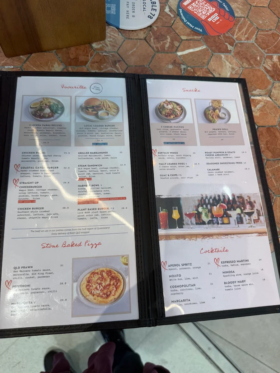 Menu, Local Bar & Eatery