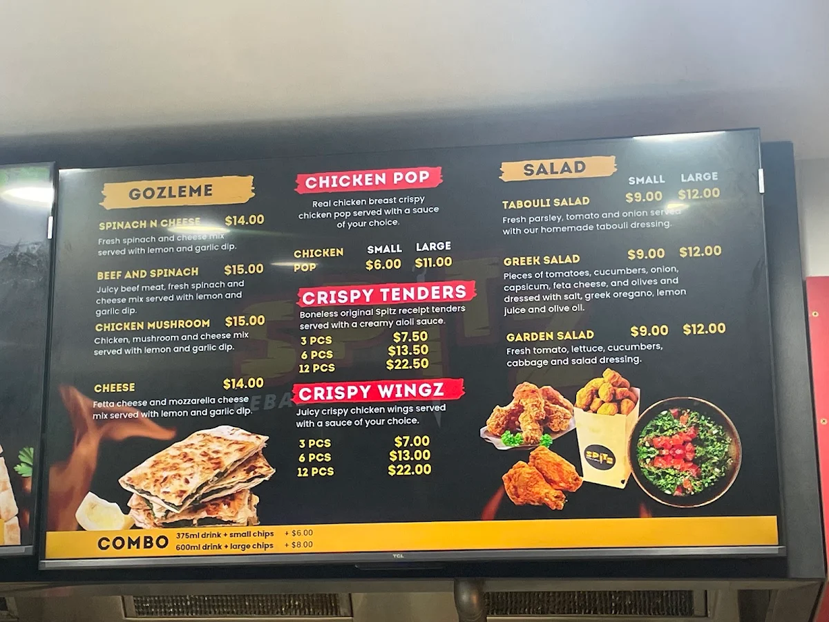 Menu, Spitz Kebab & Grill