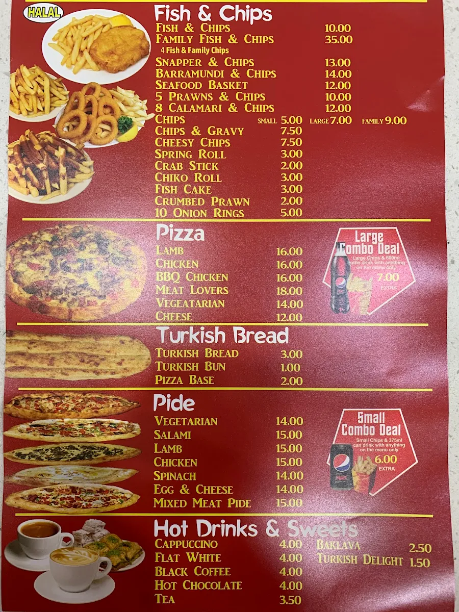Menu, Honeywell Kebab Fish n Chips