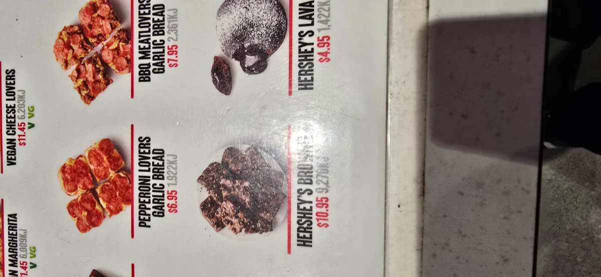 Menu, Pizza Hut