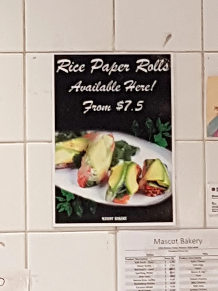 Menu, Mascot Bakery