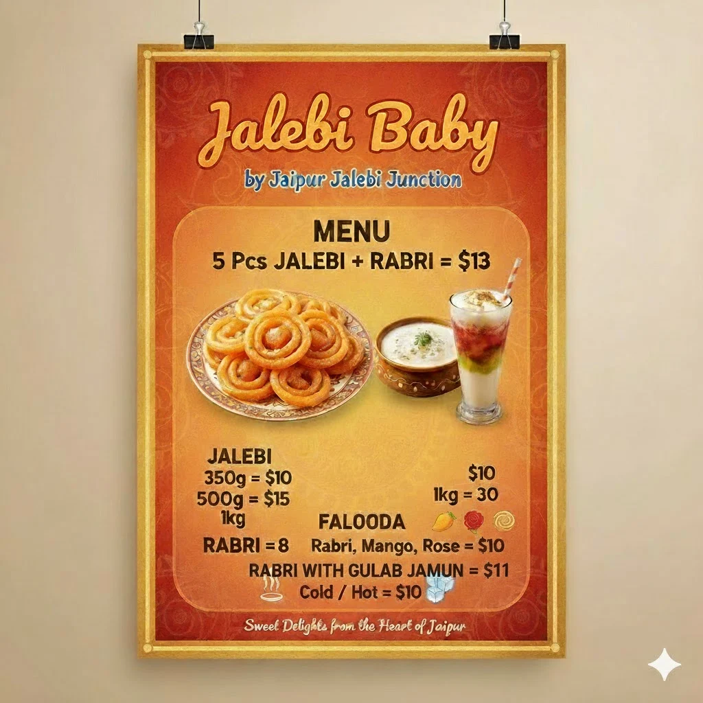 Menu, jalebi baby Blacktown