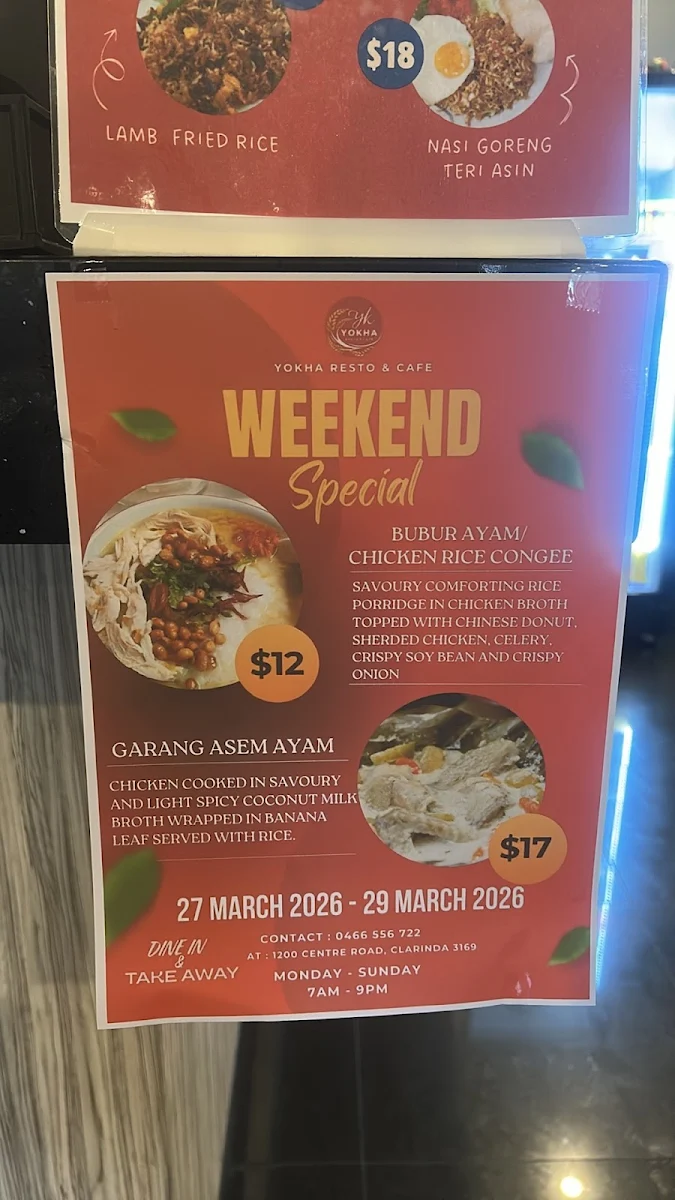 Menu, YOKHA RESTO & CAFE