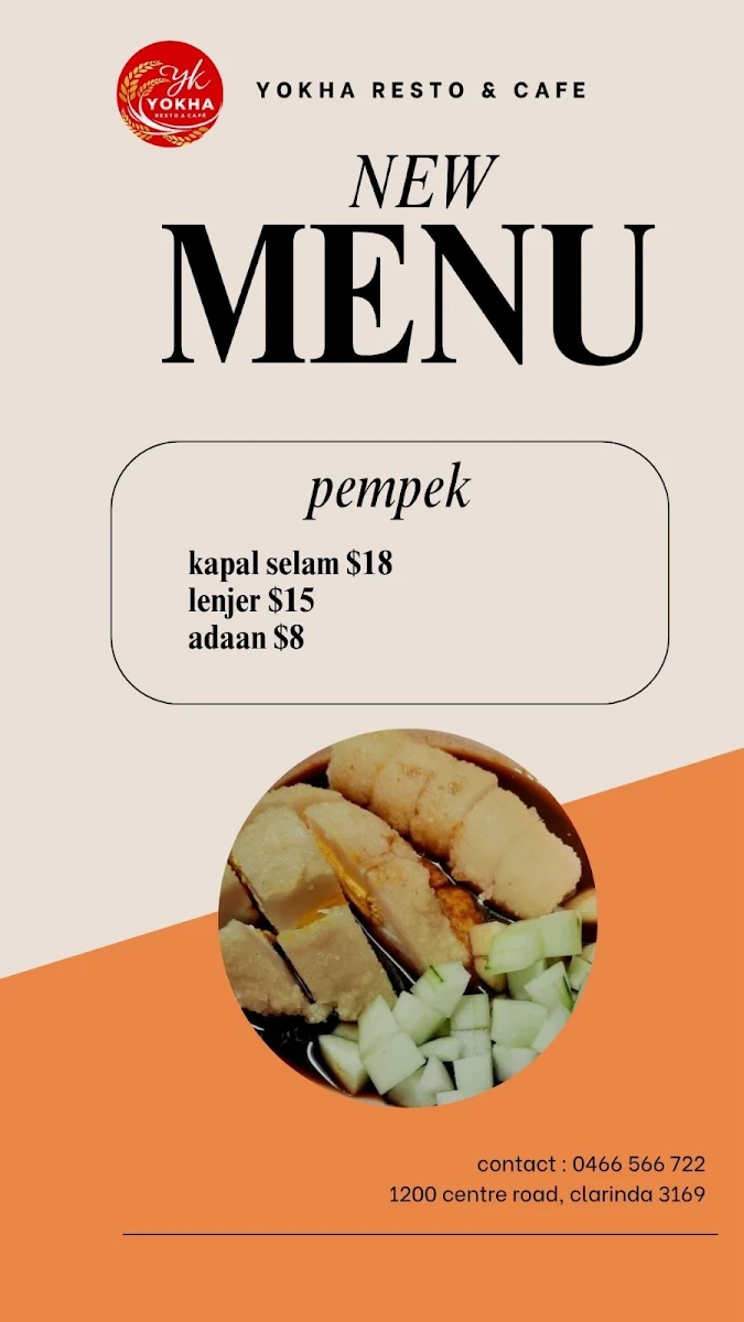 Menu, YOKHA RESTO & CAFE