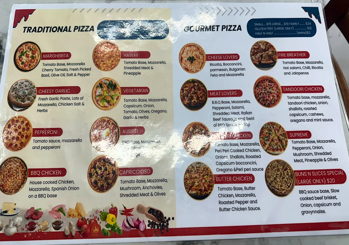 Menu, Buns N Slices