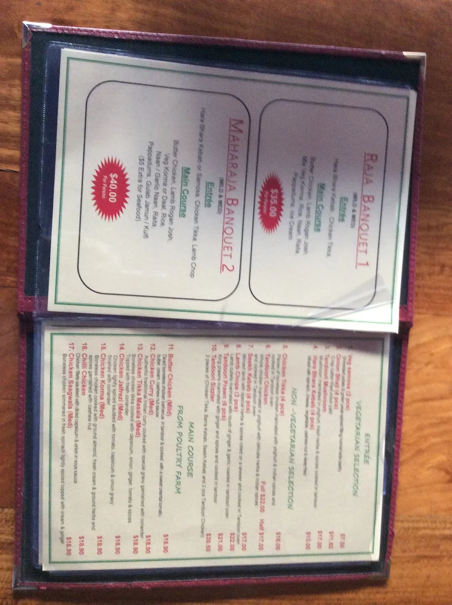 Menu, Indian Lounge Indian Cuisine