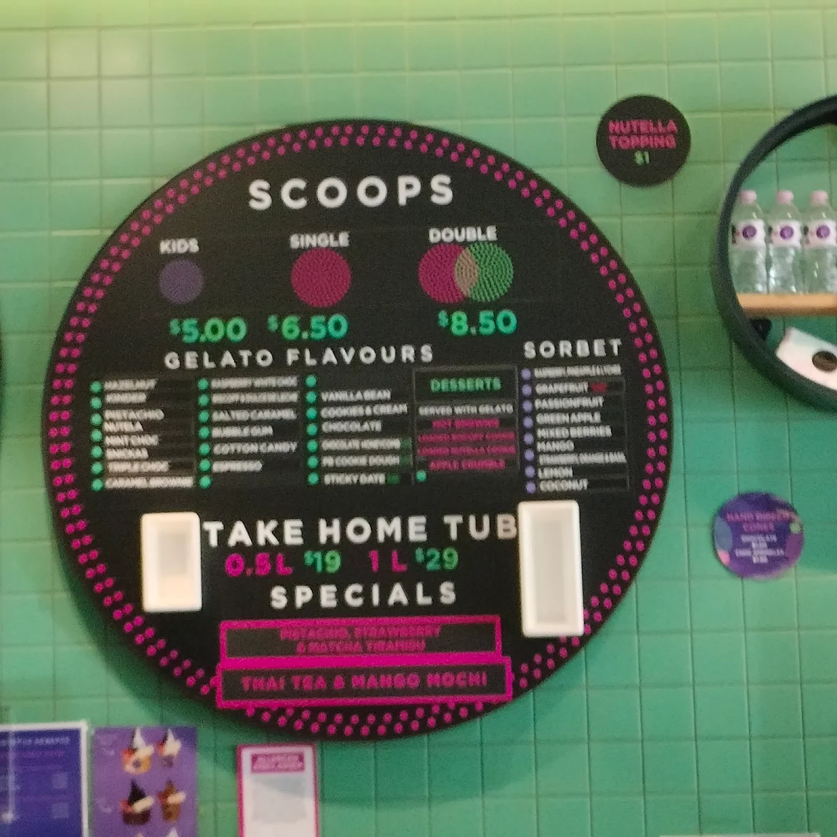 Menu, Augustus Gelatery + Acai Geelong