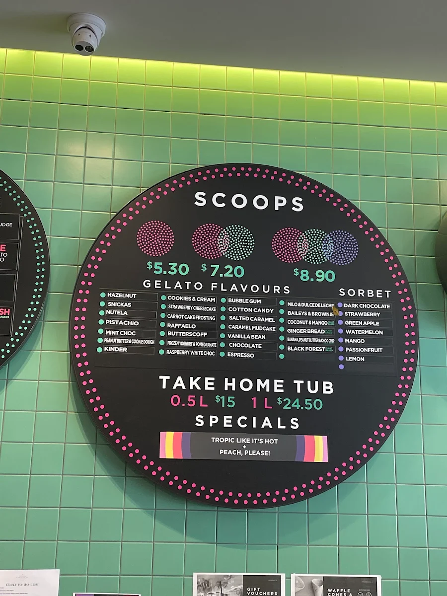 Menu, Augustus Gelatery + Acai Geelong