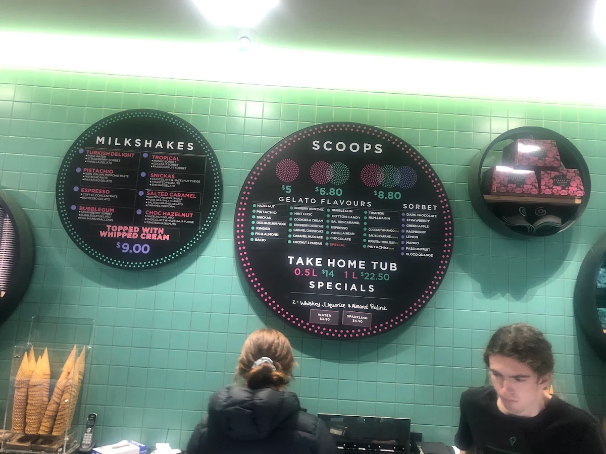 Menu, Augustus Gelatery + Acai Geelong