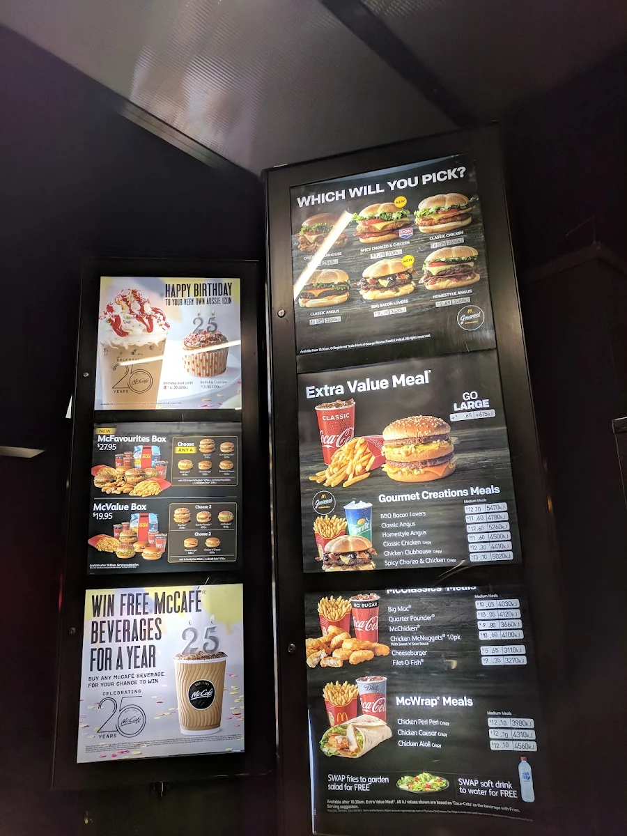 Menu, McDonald's Croydon
