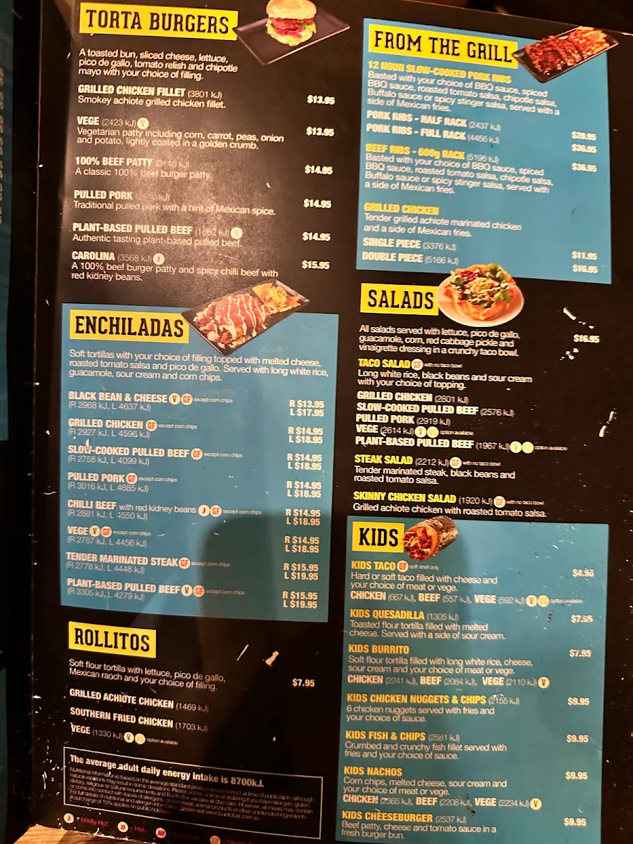 Menu, Burrito Bar Ballina