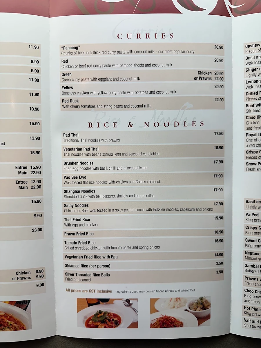 Menu, Royal Thai Restaurant 🇹🇭🍴