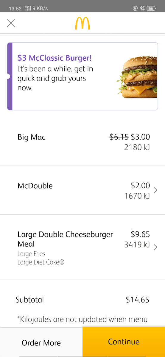 Menu, McDonald's Malvern East