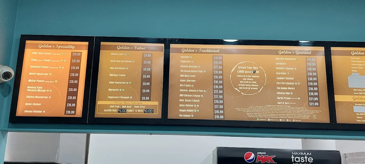 Menu, Golden Crust BEXLEY
