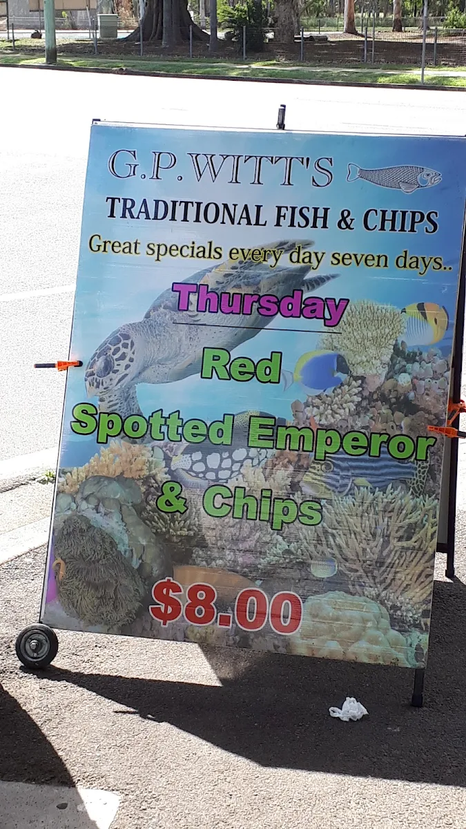 Menu, G.P Witt's Traditional Fish & Chips