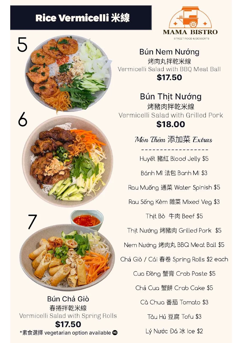 Menu, Mama Bistro