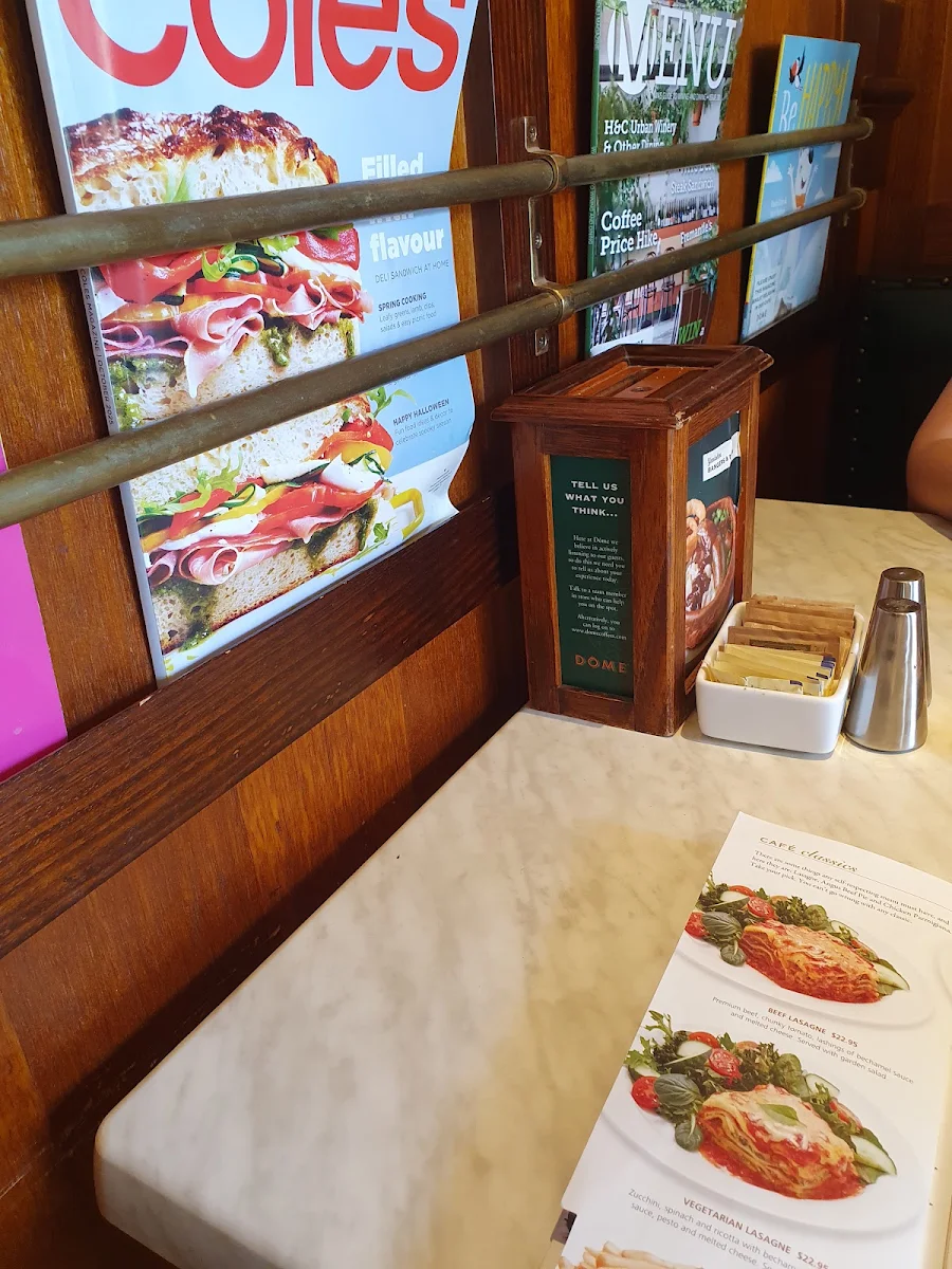 Menu, Dôme Café - Kelmscott