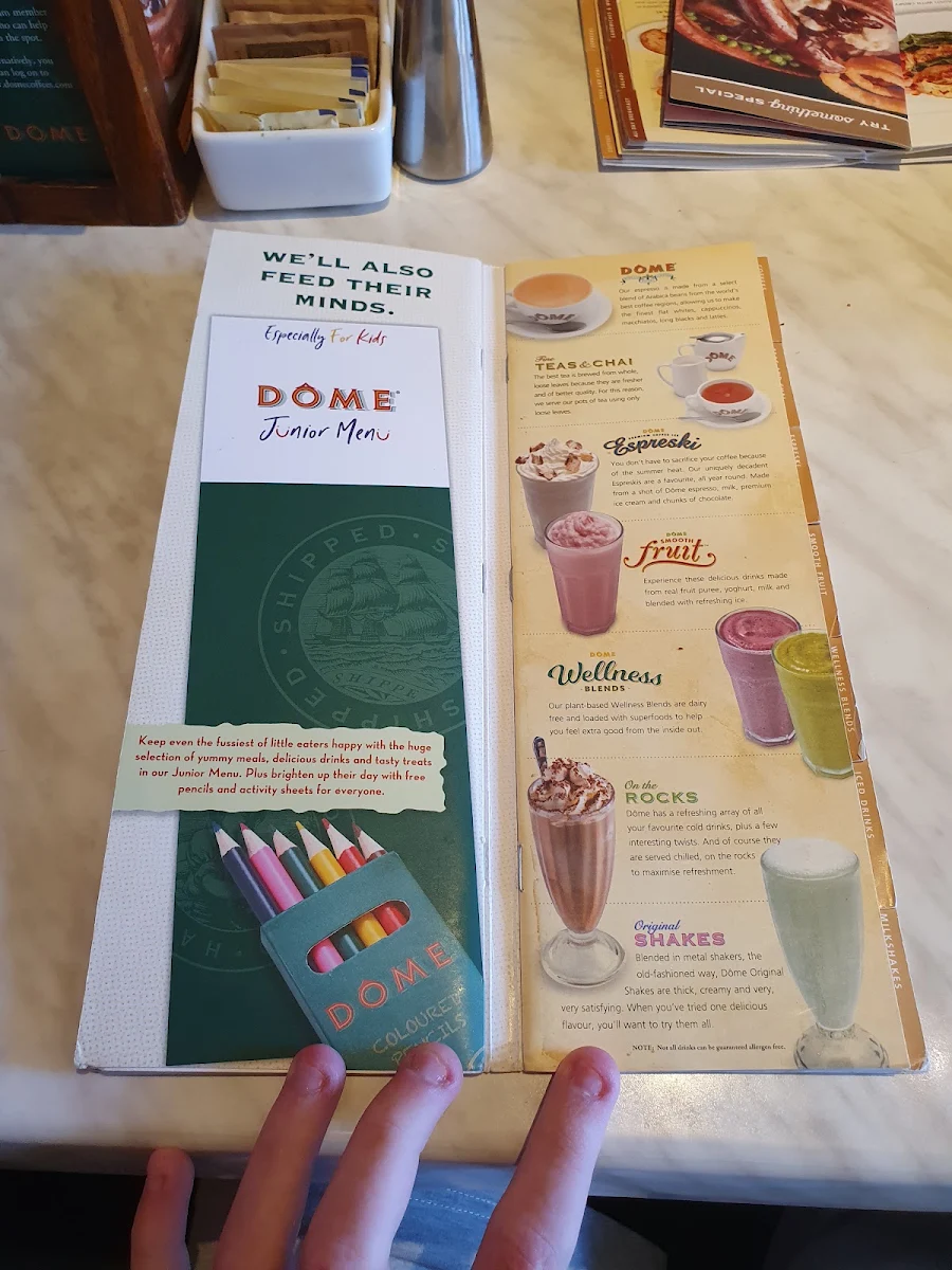 Menu, Dôme Café - Kelmscott