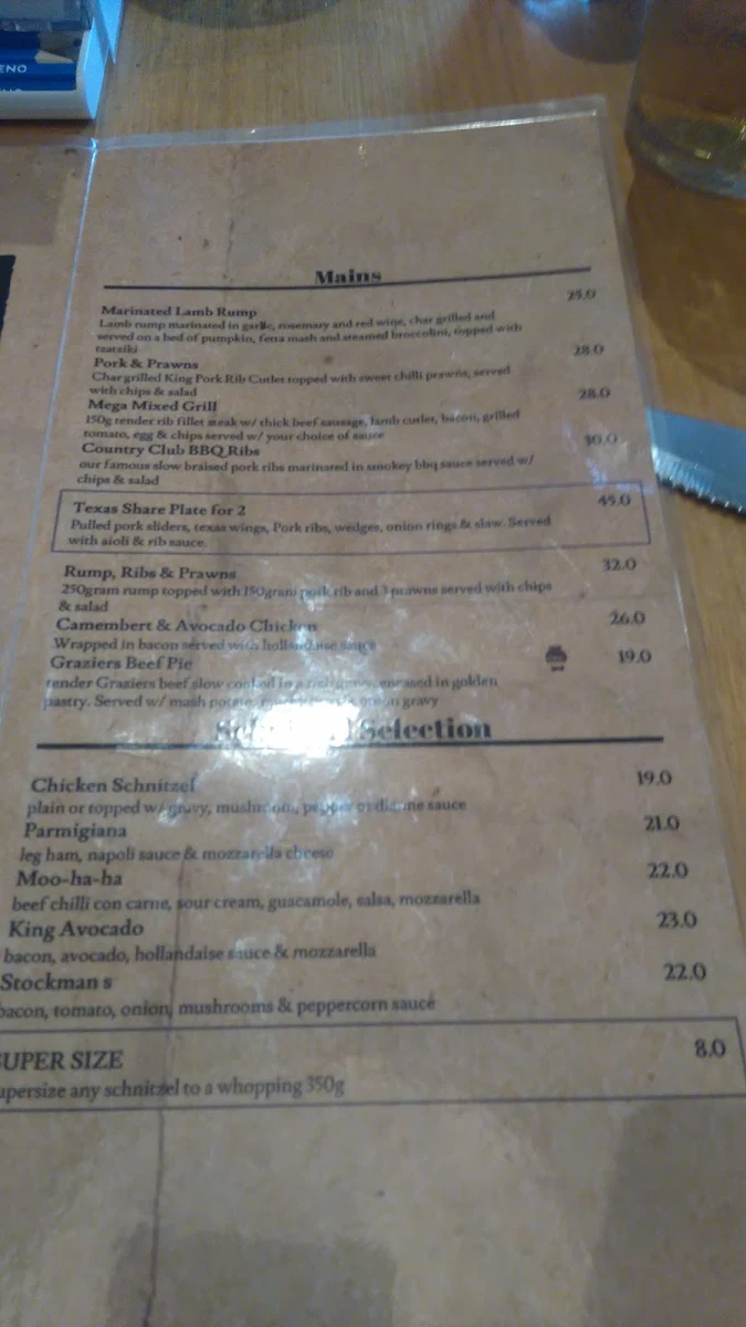 Menu, The Four Mile Creek Hotel