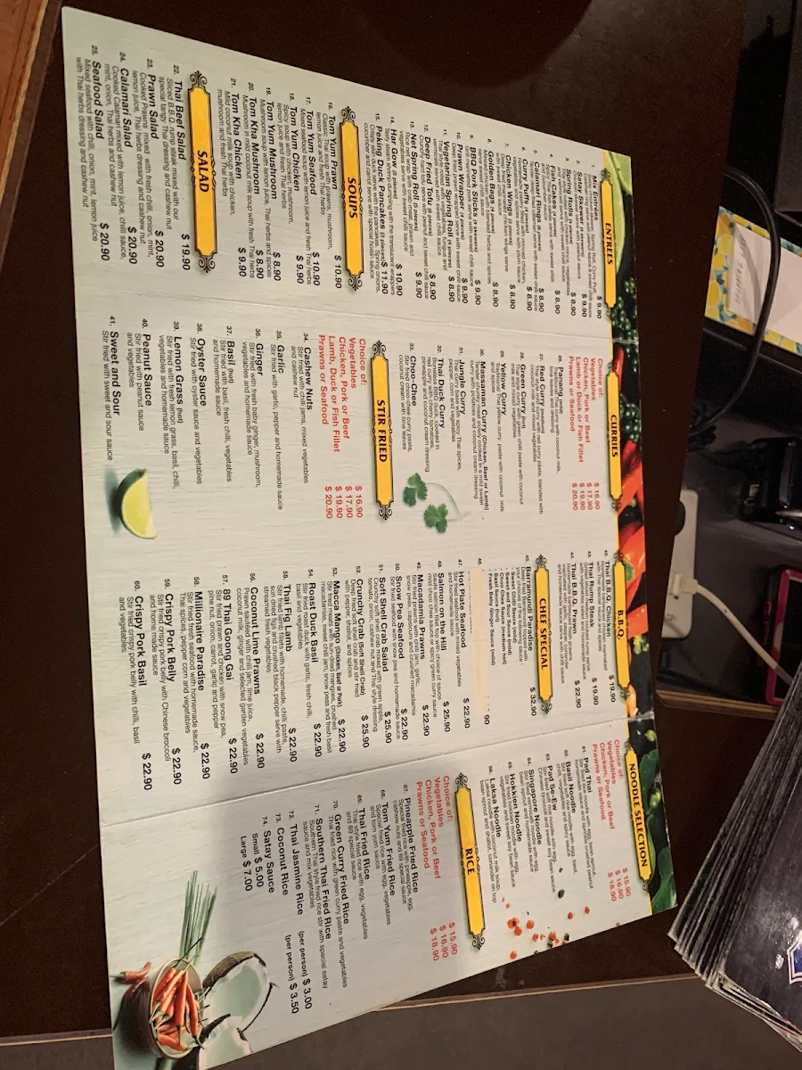 Menu, 89 Thai Windsor