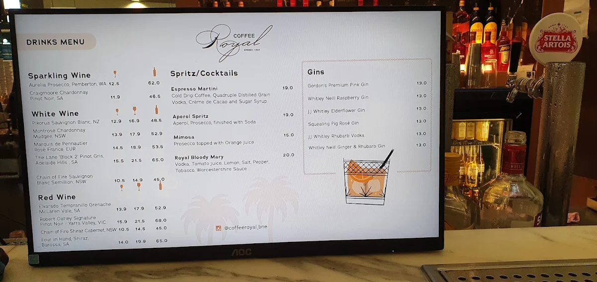 Menu, Coffee Royal