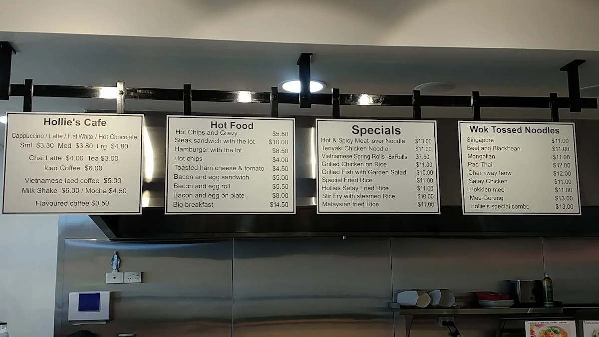 Menu, Hollie's Cafe