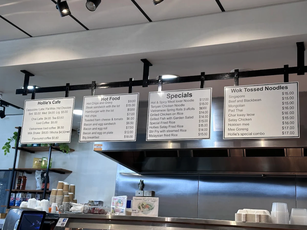 Menu, Hollie's Cafe