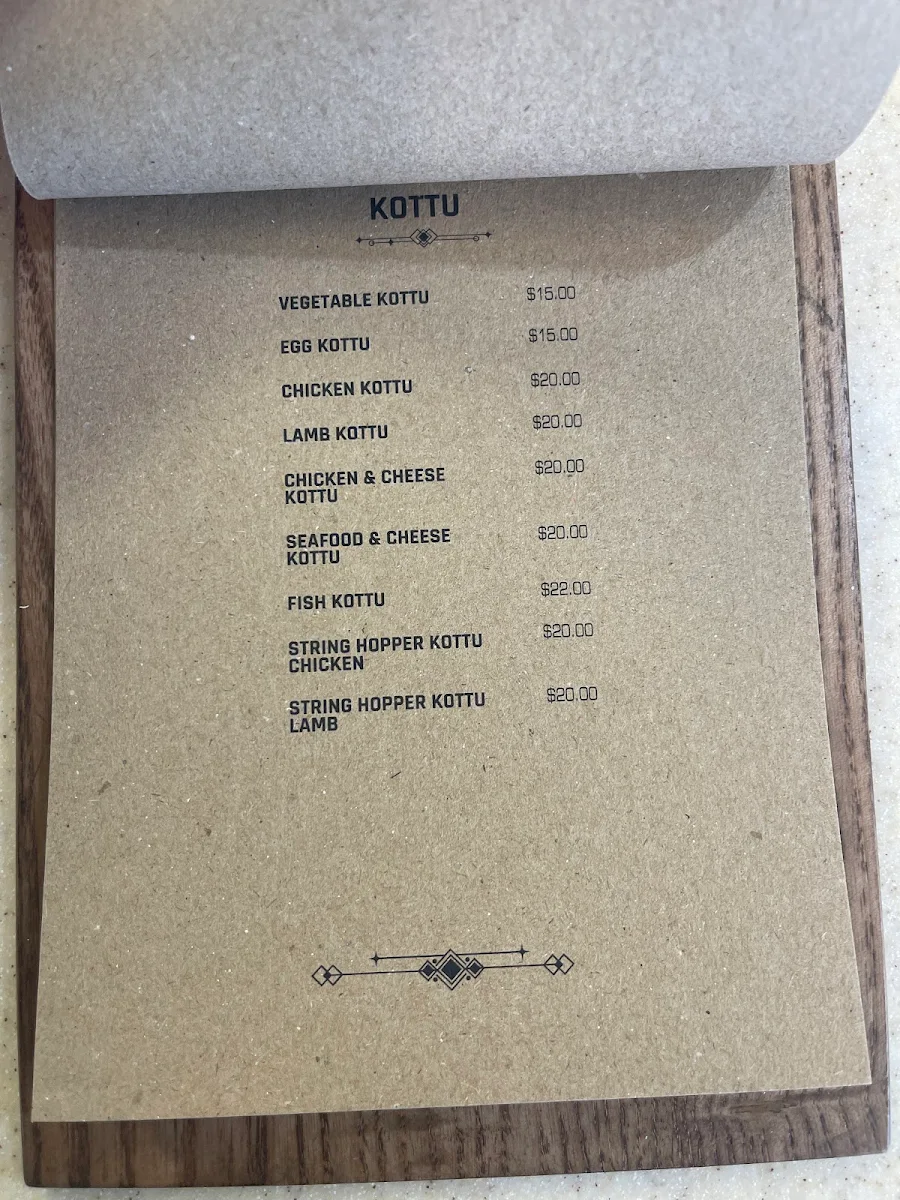 Menu, Cafe and Ceylon cuisine
