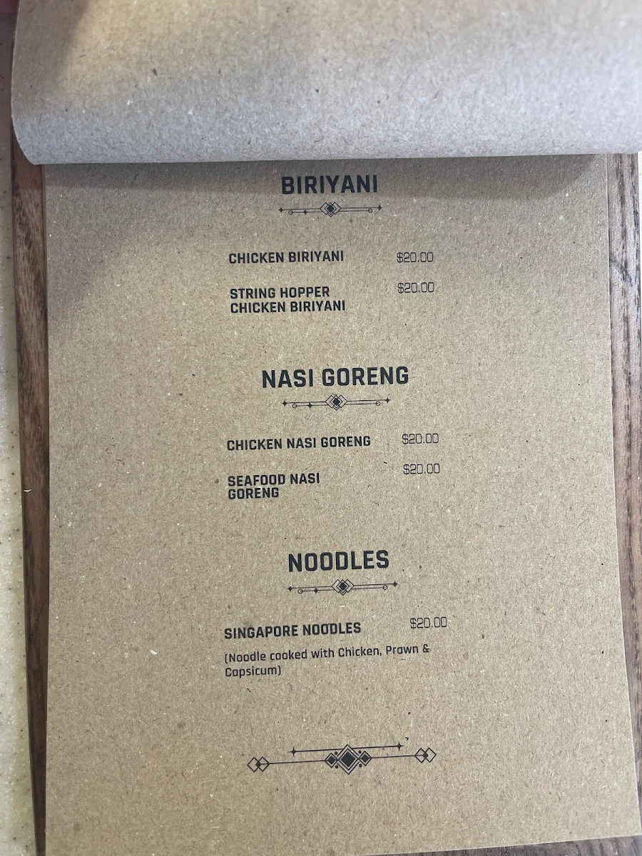Menu, Cafe and Ceylon cuisine