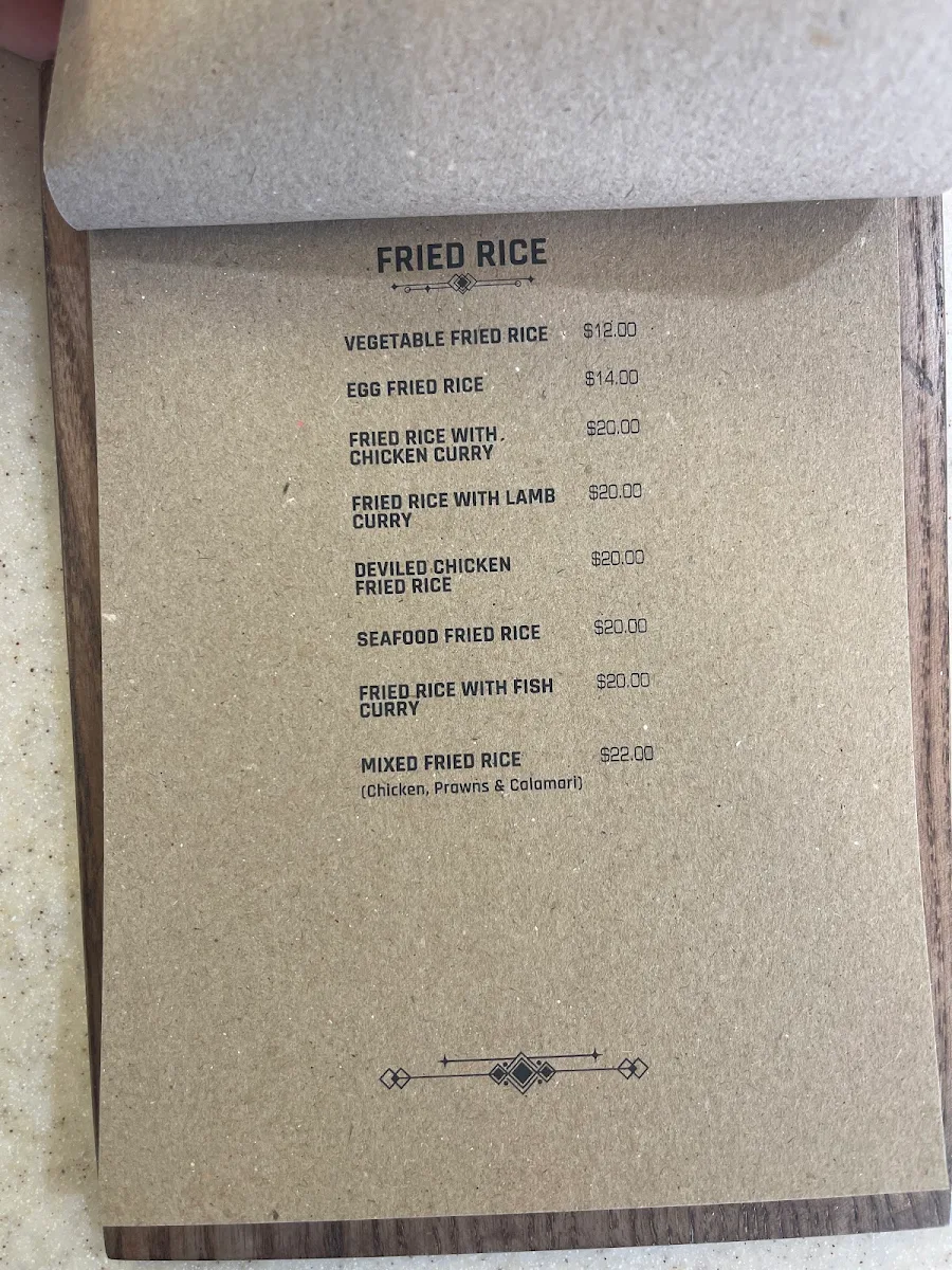 Menu, Cafe and Ceylon cuisine