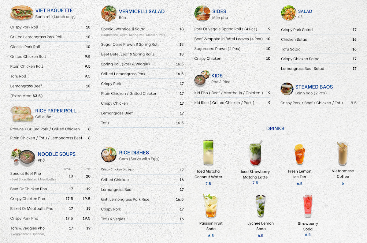 Menu, Photown Alexandria