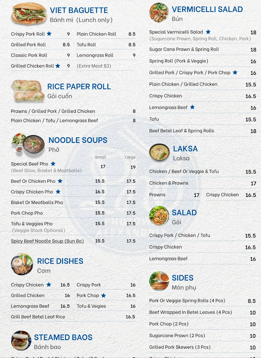 Menu, Photown Alexandria
