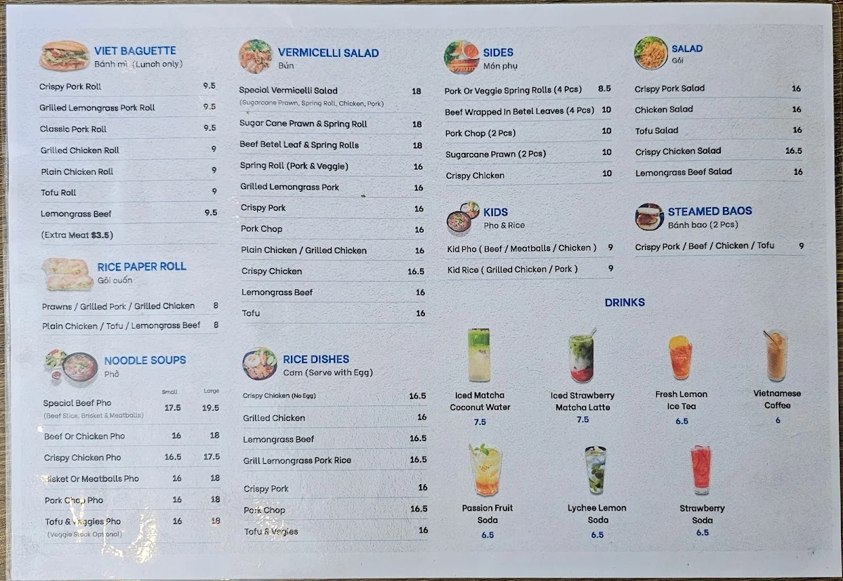 Menu, Photown Alexandria