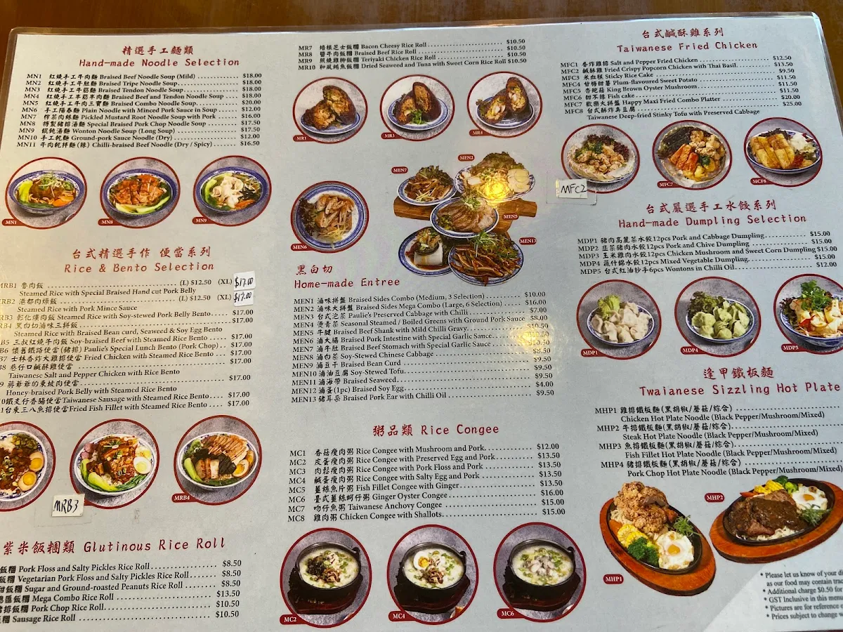 Menu, Hungry Paulie Mascot