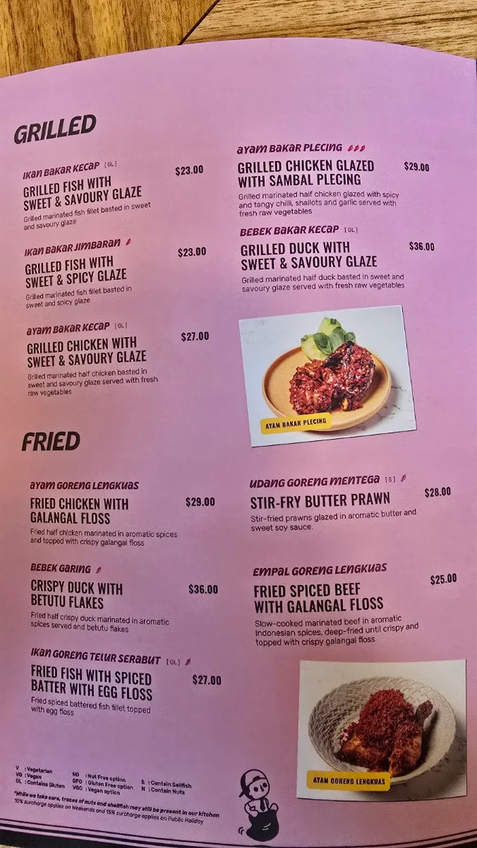 Menu, Kenangan