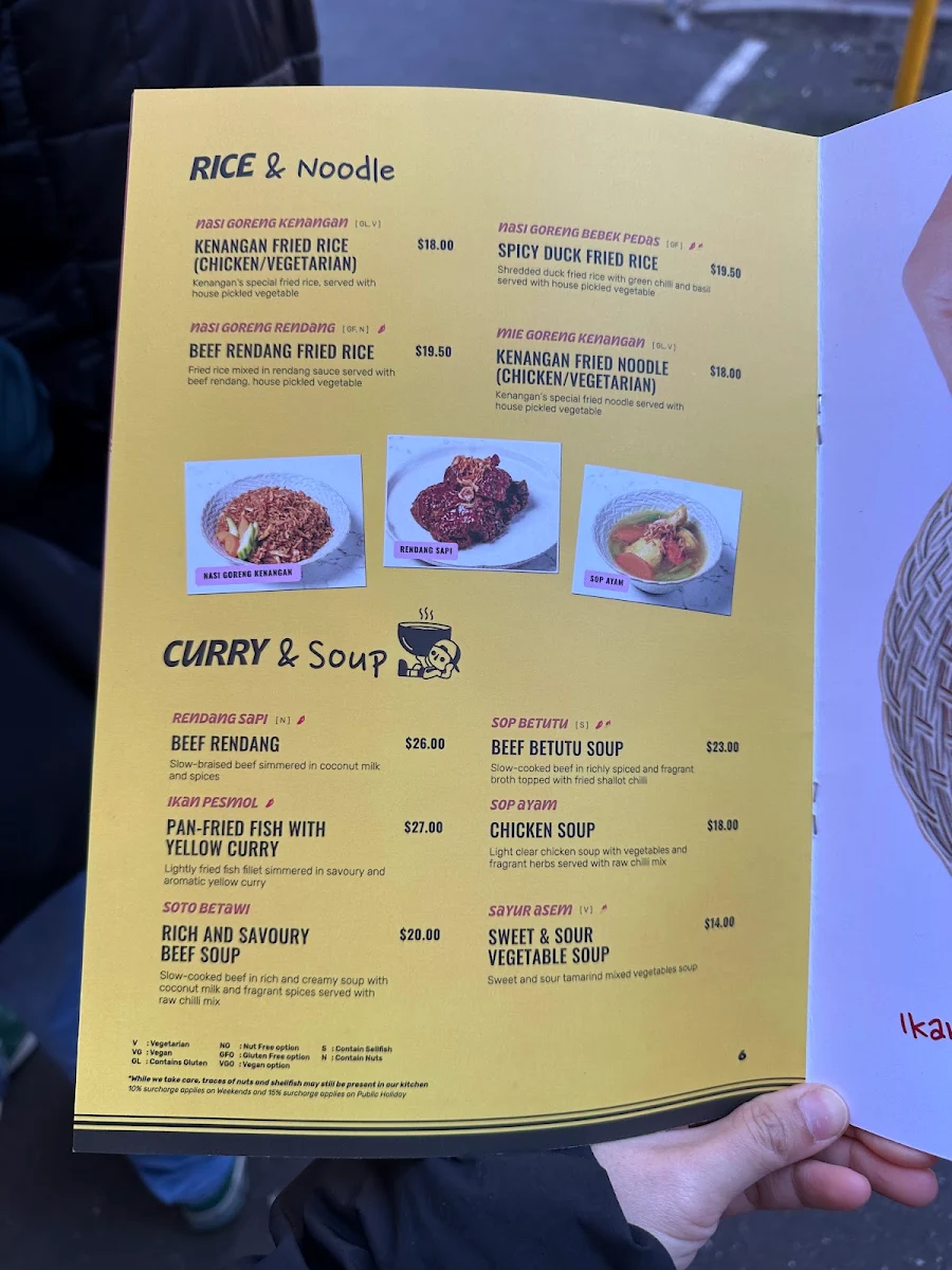 Menu, Kenangan
