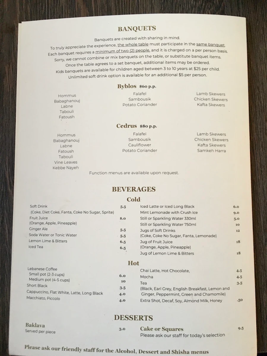 Menu, Maestria Restaurant & Bar by Cedrus
