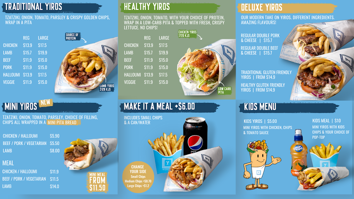 Menu, The Yiros Shop - Cannon Hill