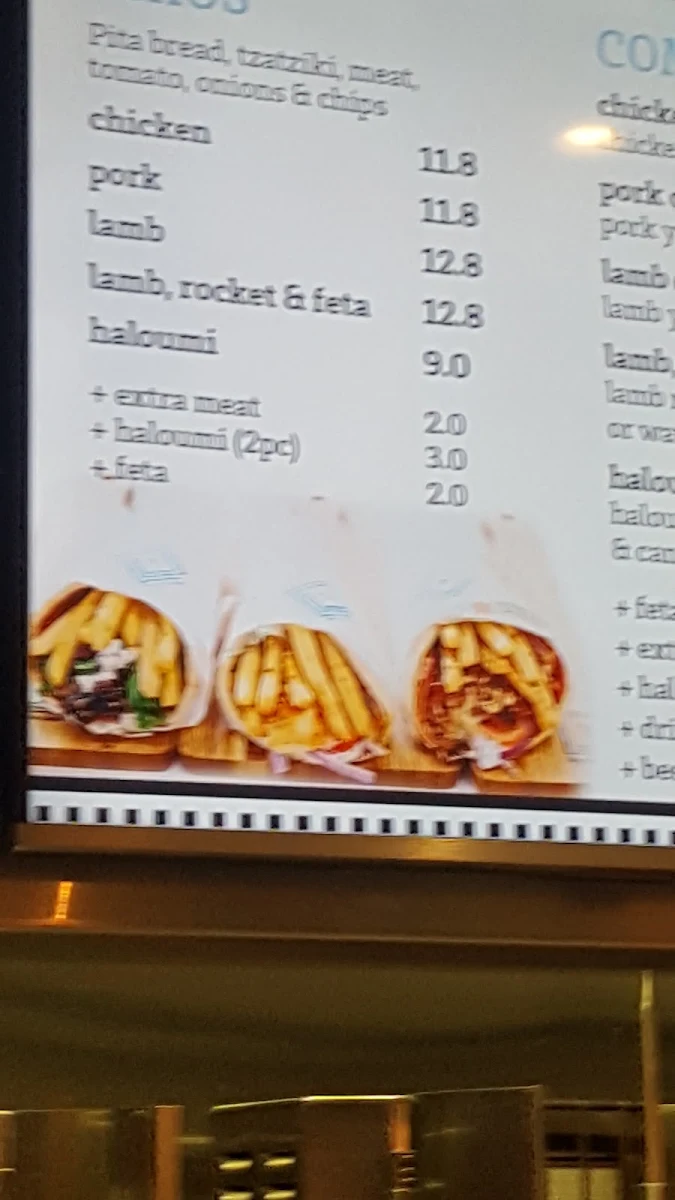 Menu, The Yiros Shop - Cannon Hill