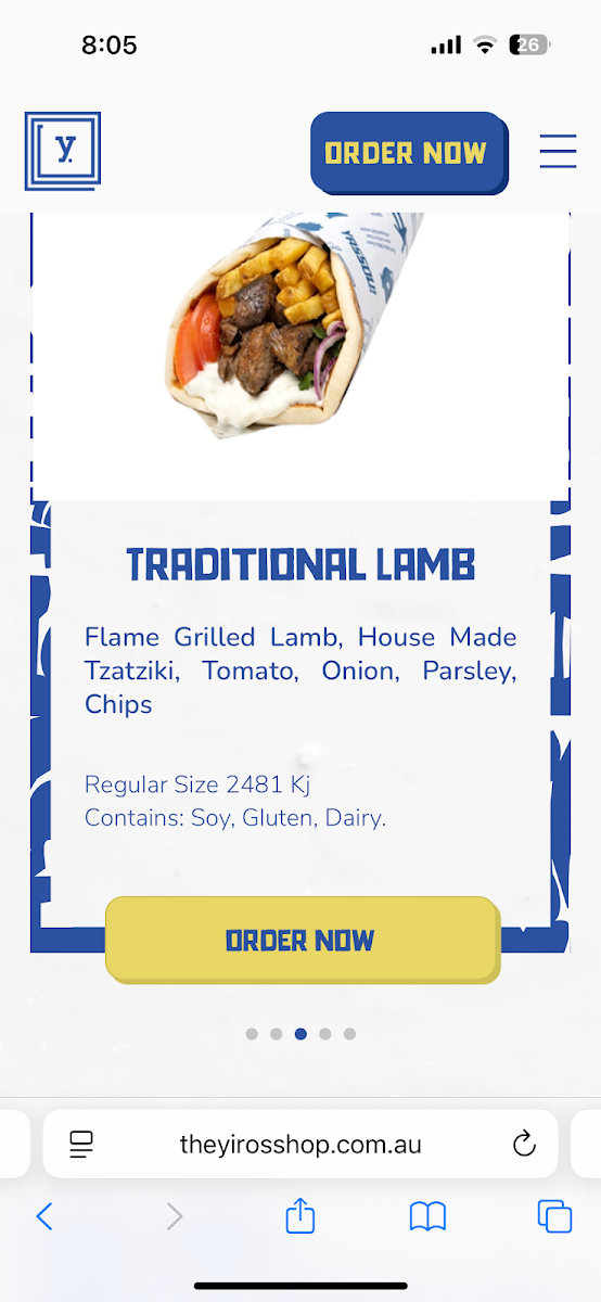 Menu, The Yiros Shop - Cannon Hill